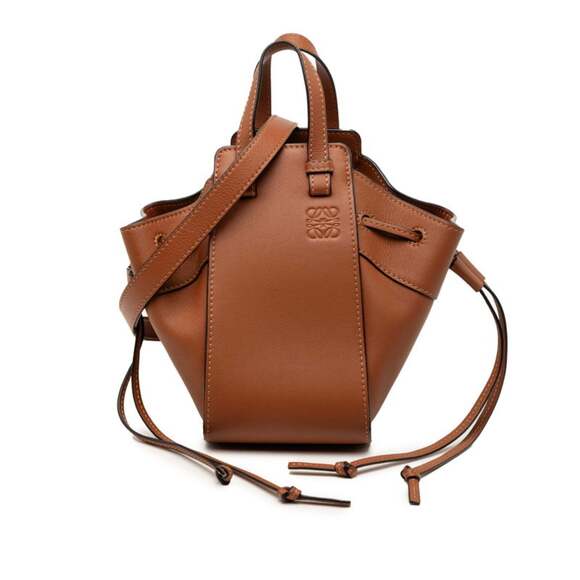 Loewe Anagram Hammock Mini Handbag Shoulder Bag Drawstring 2-Way Brown Leathe...